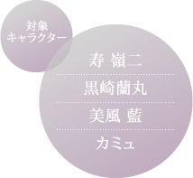 対象キャラクター:寿 嶺二・黒崎蘭丸・美風 藍・カミュ