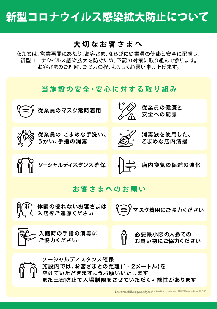 新型コロナウイルス感染防止について