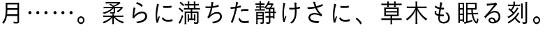 月……。柔らに満ちた静けさに、草木も眠る刻。