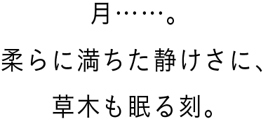 月……。柔らに満ちた静けさに、草木も眠る刻。